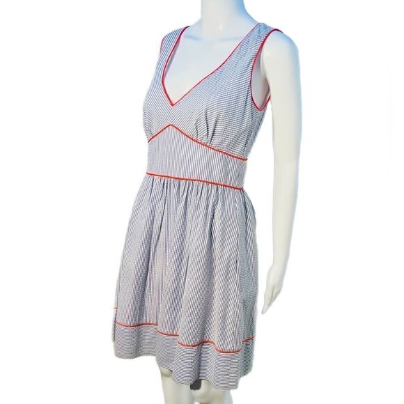 Jessica Simpson Striped Midi Dress - Blue and Red - Picture 1 of 14